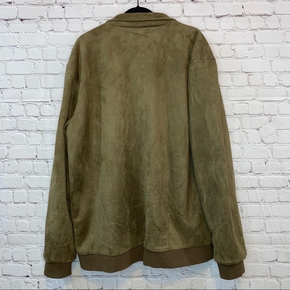 US Navy Faux Suede Full Zip Brownish Green Jacket - Picture 8 of 11